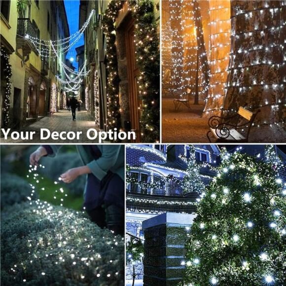 Solar Christmas Lights Outdoor 400 LED String Lights 8 Modes Waterproof Fairy - Picture 4 of 7